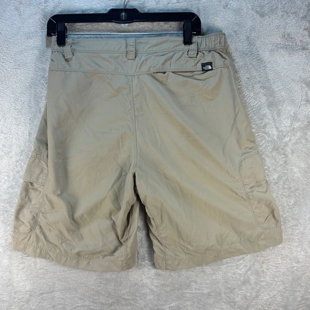 The North Face Men's Cargo Hiking Shorts Tan Nylon Trail Outdoor Pockets Size M‎